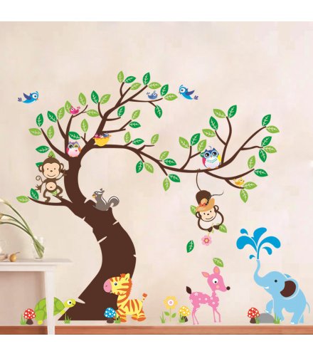 WST105 - Children's room owl monkey Wall Sticker